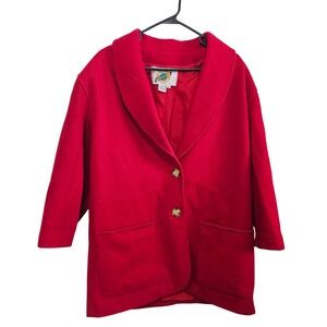 Field Gear Vintage‎ Red Wool Blend Shawl Collar Blazer Jacket Womens Medium M